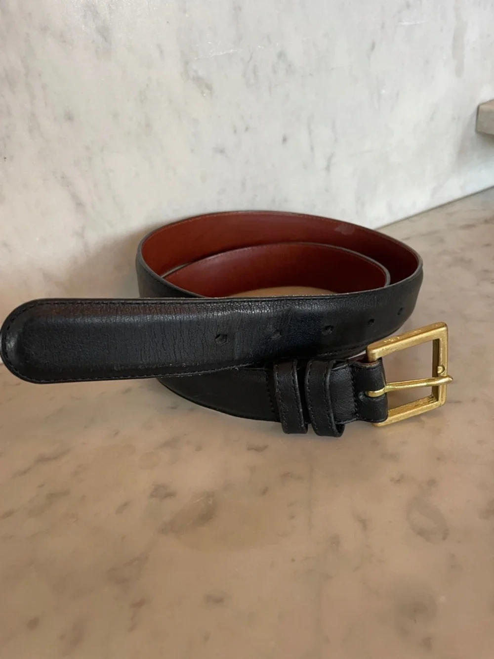 COACH Black Leather Belt 7600 with Brass Buckle Unisex 36